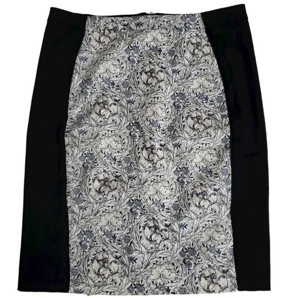 H&M Black and Cream Sofisticated Floral Pencil Skirt - Size 10 - Picture 1 of 11
